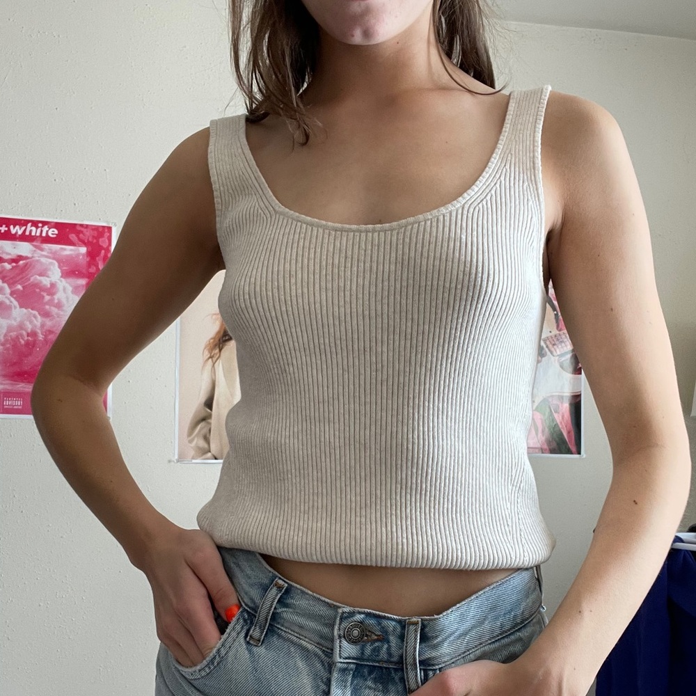 Madewell knit tank top in cream color
